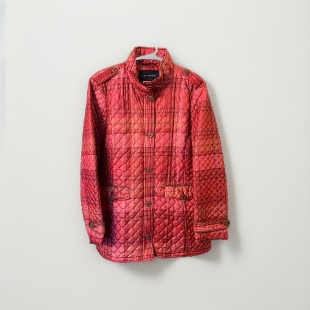 Lands End Women's L Plaid Boxy Cottagecore Primaloft Chore Barn Coat Fall Cozy